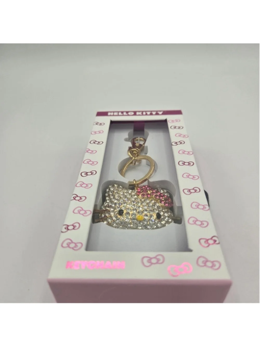Sanrio Hello Kitty Pave Crystal Face Keychain NEW Bag Charm Rhinestone Cute